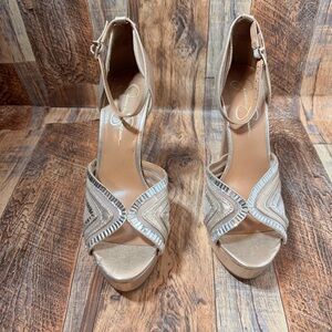 Jessica Simpson Women's Gold Strappy Heels-10